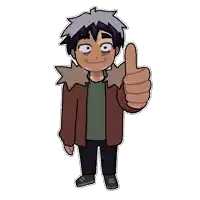 a cartoon of a boy giving a thumbs up