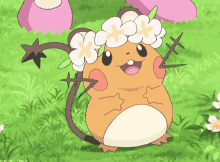 Dedenne デデンネ ポケモン　ネズミ　可愛い GIF - Dedenne Pokemon Flower Crown GIFs
