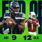 ari 9 12 sea football players on a green poster