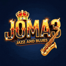 a poster for jomas jazz and blues with a saxophone