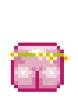 a pixel art illustration of a pair of pink pants with a crown on top .