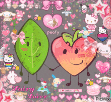 a picture of a green leaf and a pink heart with fairy lover written on it