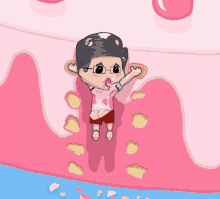 a cartoon drawing of a person with glasses and a white shirt