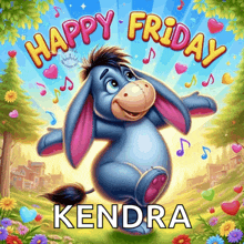 eeyore from winnie the pooh is dancing on a happy friday card