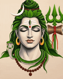 a painting of a deity with a snake around his neck