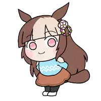 a cartoon drawing of a girl with brown hair and a flower in her hair