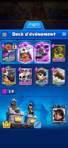 a screenshot of a game called clash royale shows a deck of cards