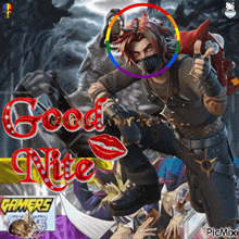 a picture of a video game character with the words good night gamers on the bottom