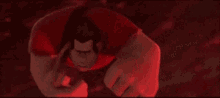 wreck-it ralph from the movie wreck-it ralph is a cartoon character with a red shirt and a fist .
