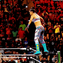 Bayley Diving Elbow Drop GIF - Bayley Diving Elbow Drop Charlotte Flair GIFs
