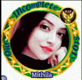 a picture of a woman in a circle that says incomplete on it