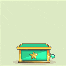 a cartoon cat dressed as a jester is sitting in a green box