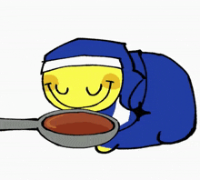 a cartoon of a nun licking a pan with her tongue out