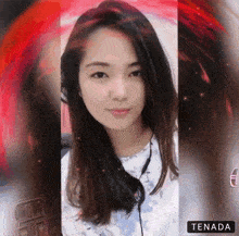 a woman 's face is displayed in a collage with the word tenada at the bottom