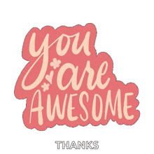 a sticker that says " you are awesome thanks "