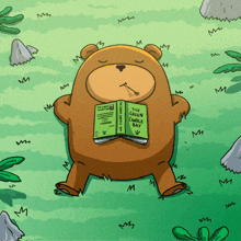 a cartoon bear reading a book called the green bay
