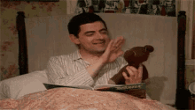 Good Night Teddy - Mr. Bean GIF - Mt Bean Rowan Atkinson Teddy GIFs