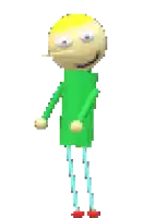 a pixel art drawing of a man in a green shirt and blue pants