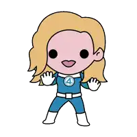 a cartoon drawing of a female superhero with the number 4 on her chest