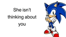 a picture of sonic the hedgehog with the words " she isn 't thinking about you "