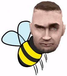 a drawing of a man 's face behind a bee