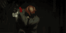 a man in a suit and tie is flying through the air