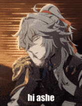 a picture of a anime character with the words hi ashe written on it