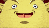 a cartoon character with a surprised look on his face is standing in front of a red background