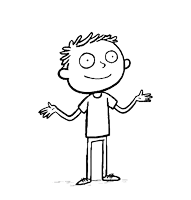 a black and white drawing of a boy with his arms outstretched