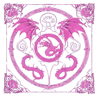 a pink dragon is in the center of a circle with other dragons