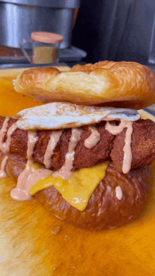 Chicken Croissant Cheesy Hot Chicken Croissant Breakfast Sandwich GIF