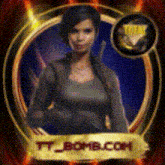 a picture of a woman in a circle with tt_bomb.com on the bottom