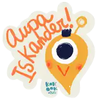 a sticker that says ' aupa iskander ! ' on it