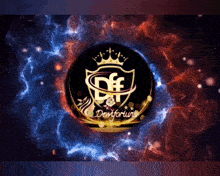 a logo for dewfortune with a crown on top