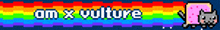 a rainbow colored background with the words am x vulture on it