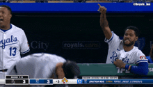 a baseball game is being played between the royals and the rays
