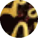 a pixelated image of a circle with a few letters in it