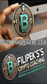filipek 's crypto coaching is being advertised on a black background