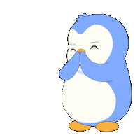 a blue and white penguin with a yellow beak