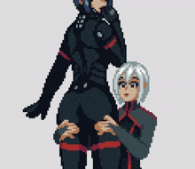 a pixel art drawing of a man and a woman