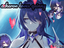 a picture of a girl with the words " atheron loves quinny "