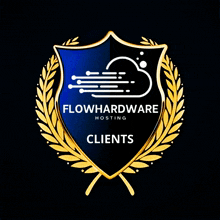 a logo for flowhardware hosting clients with a cloud on it