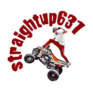 a man riding a four wheeler with the words straightup637 around him