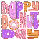 a poster that says happy donut day with sprinkles on it