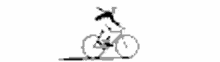 a black and white drawing of a person riding a bicycle on a white background .