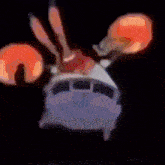 a painting of a cartoon character flying over a van