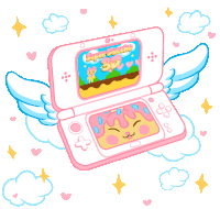 a cartoon drawing of a nintendo 3ds with wings