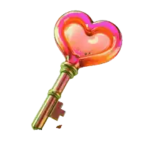 a blue key with a heart shaped handle and the letters a.r. on it