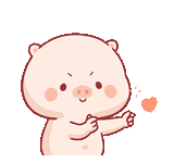 a cartoon pig is giving a thumbs up and holding a heart .