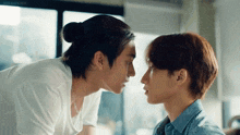 a couple of men looking at each other with the word mission on the bottom right corner